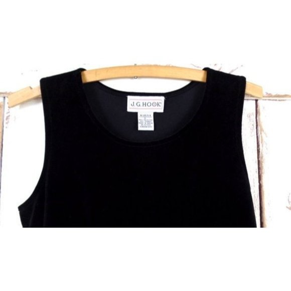 90s vintage black velour velvet shell tank top/sleeveless velvet top/small - Picture 5 of 6